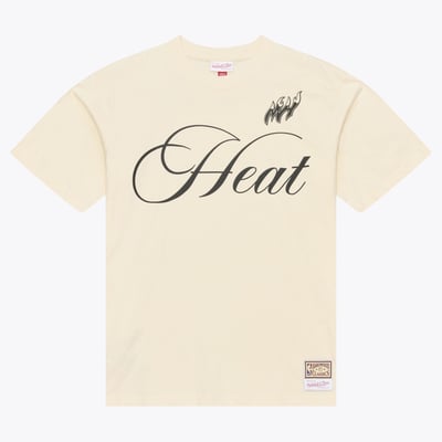  Miami Heat Mitchell & Ness Hardwood Classics Cookies & Cream T-Shirt - Cream