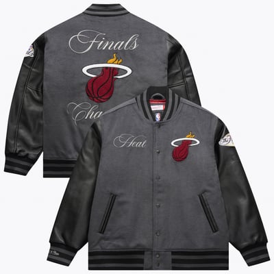  Miami Heat Mitchell & Ness Legacy Made Varsity Full-Snap Jacket - Gray