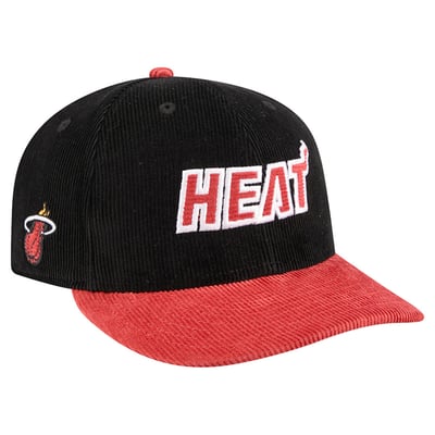 Miami Heat New Era Corduroy 9FIFTY Snapback Hat - Black/Red