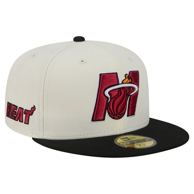 Miami Heat New Era Deceptor 59FIFTY Fitted Hat - Cream/Black