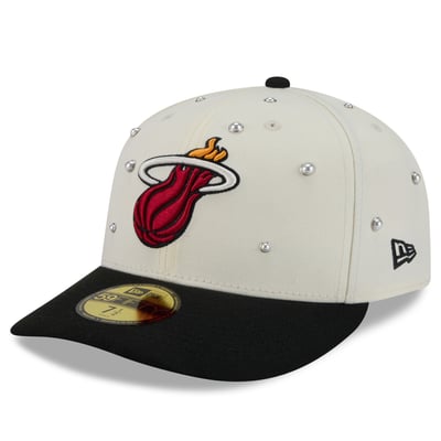Miami Heat New Era Pearl 59FIFTY Fitted Hat - Cream/Black