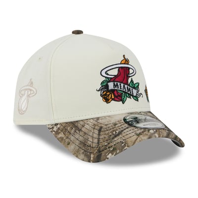  Miami Heat New Era Rose Banner 9FORTY A-Frame Adjustable Hat - Cream/Camo