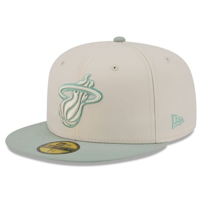 Miami Heat New Era Color Pack 2-Tone 59FIFTY Fitted Hat - Cream/Light Green