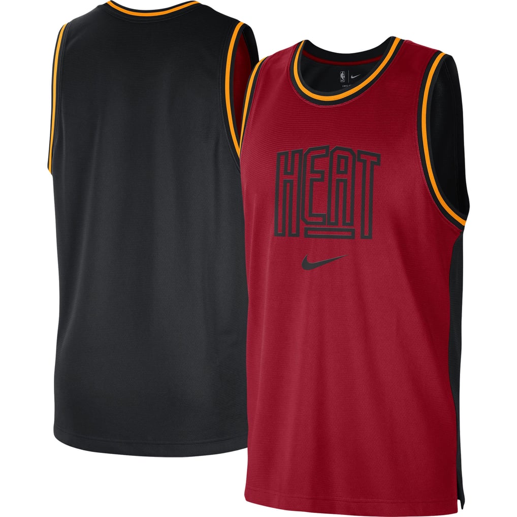 Miami Heat Nike Courtside Versus Force Split DNA Performance Mesh Tank Top - Red/Black