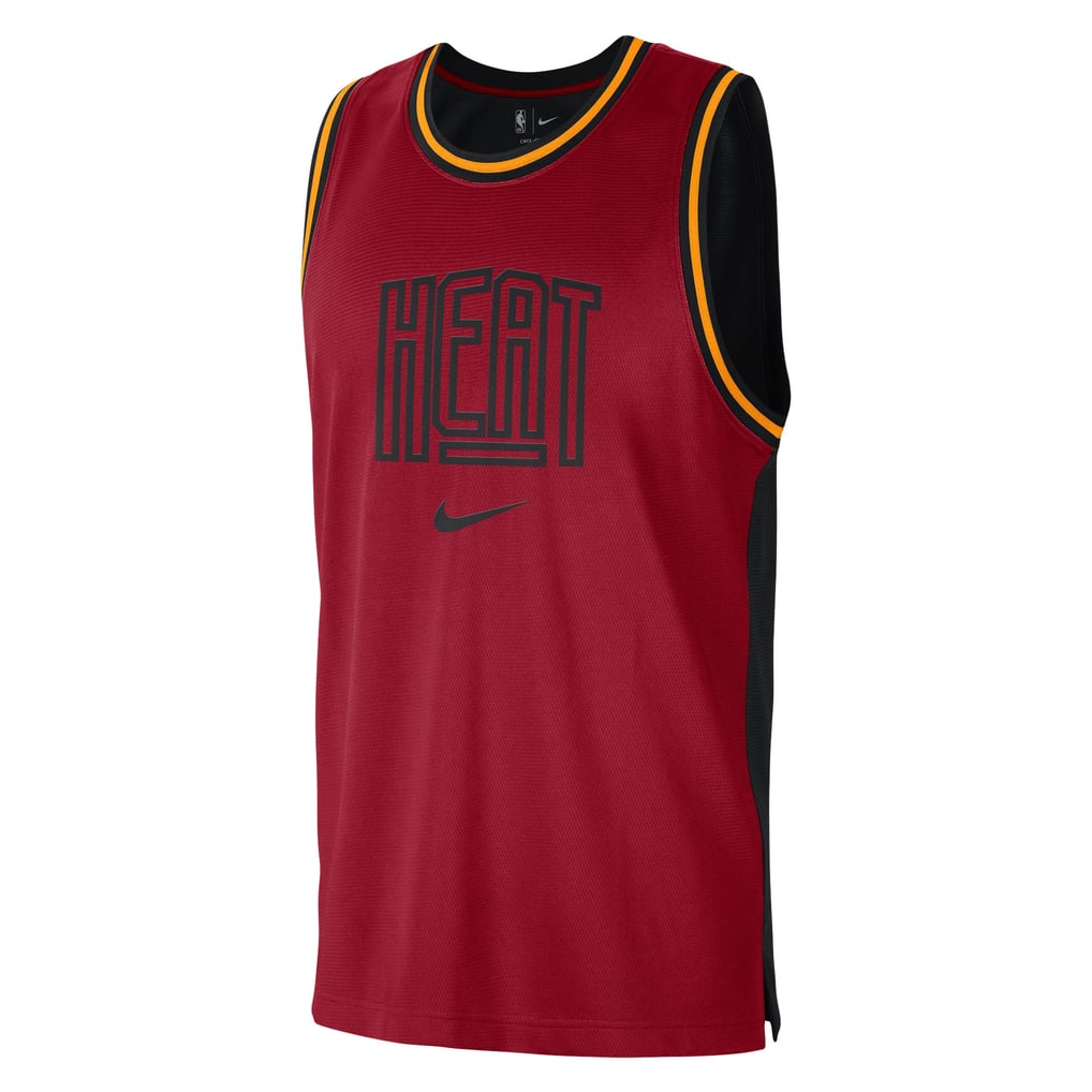 Miami Heat Nike Courtside Versus Force Split DNA Performance Mesh Tank Top - Red/Black