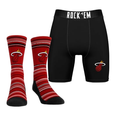  Miami Heat Rock Em Primary Crew Socks & Boxer Briefs Combo Pack