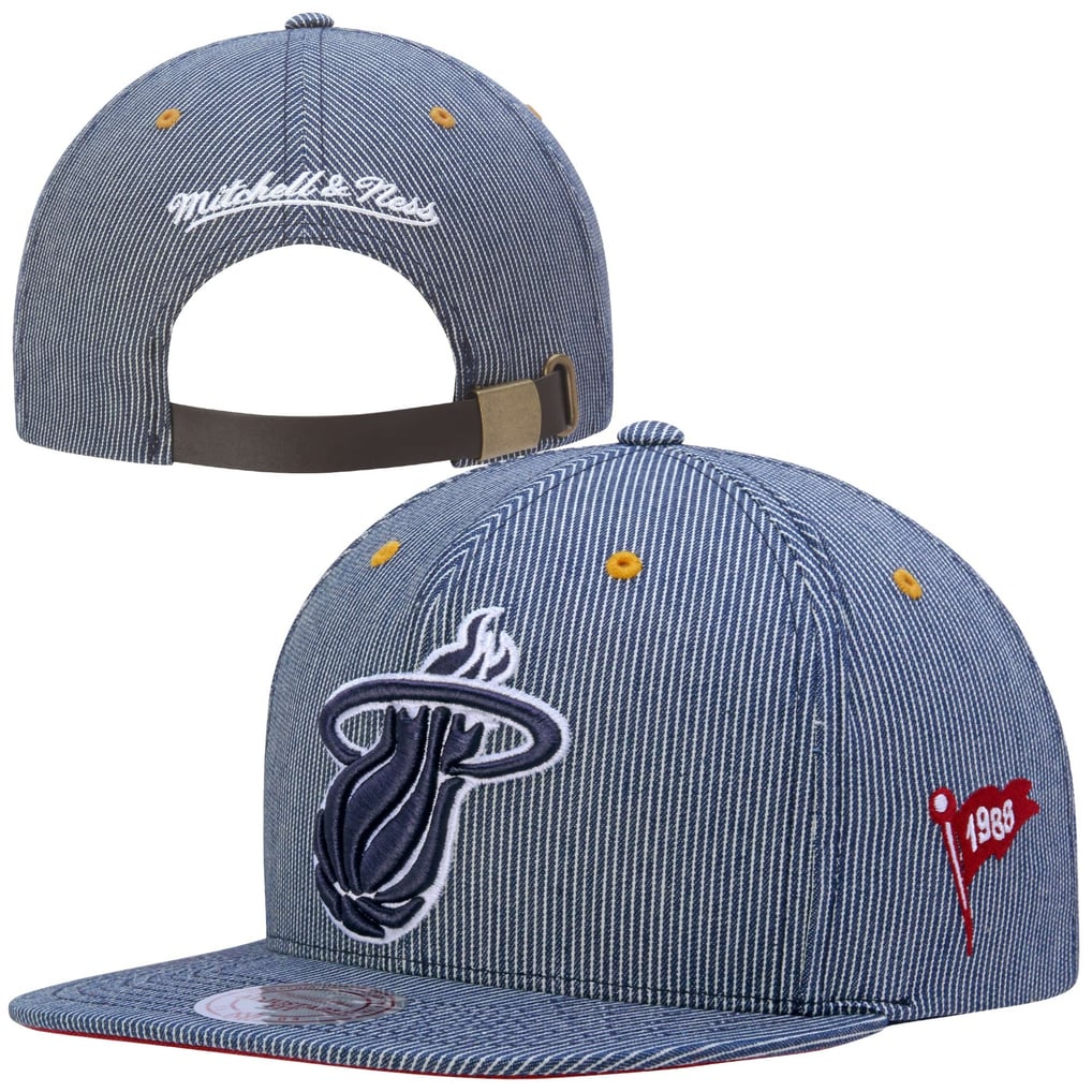 MIAMI HEAT Hat Upcycled Denim Designer Basketball Buckle Hat display picture 2