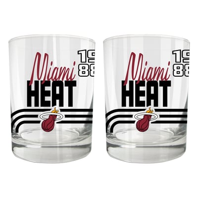Miami Heat Two-Piece 12oz. Heritage Rocks Glass Set