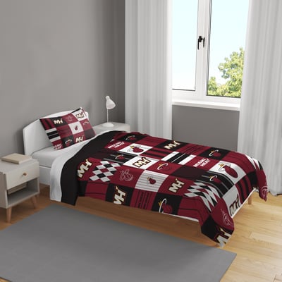 Miami Heat Pegasus Patchwork Plaid Two-Piece Twin/Twin XL Bed in a Bag Set