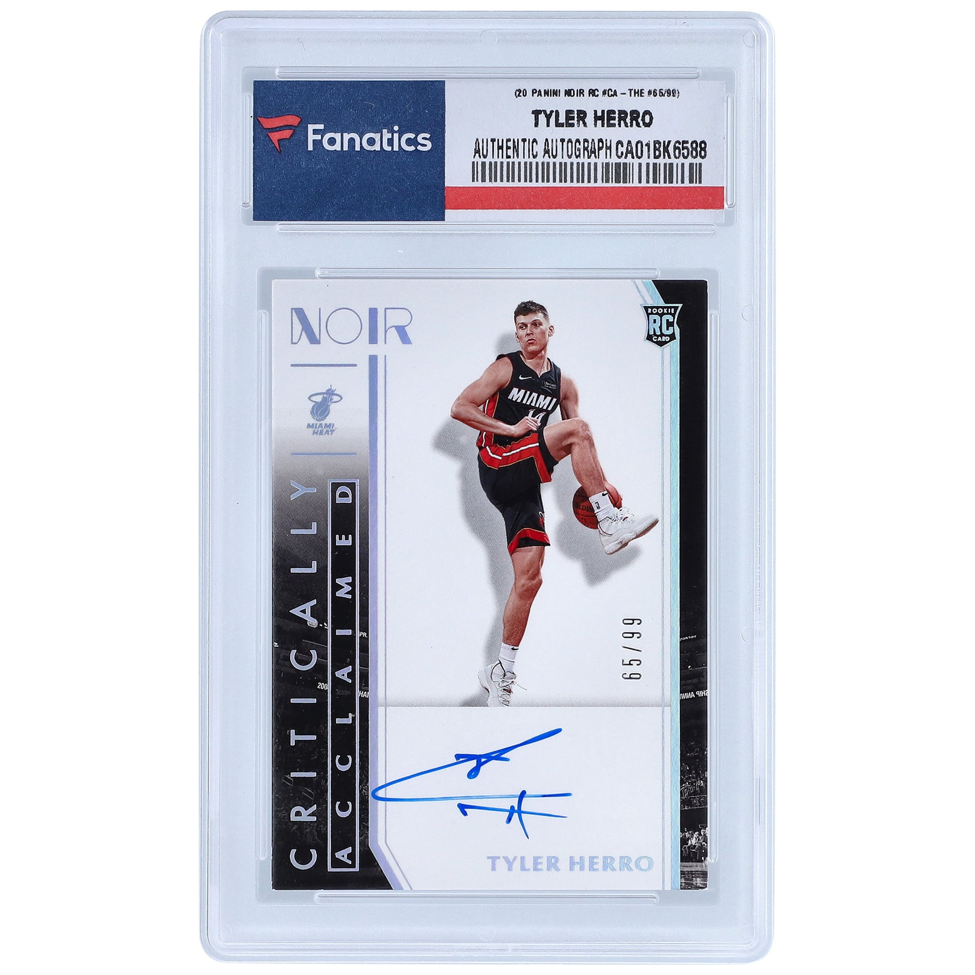 Autographed Miami Heat Tyler Herro 2019-20 Panini Noir #CA-THE #65 