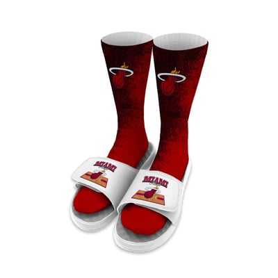 Miami Heat ISlide Unisex Court Collage Sock & Slide Bundle