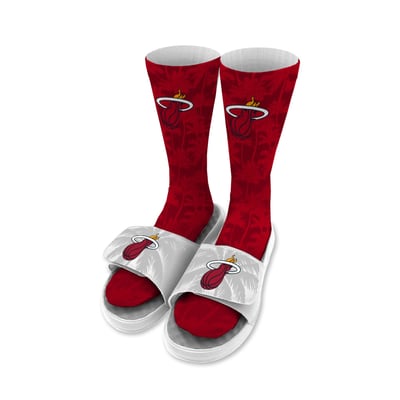Miami Heat ISlide Unisex Palm Tree Slide & Sock Bundle
