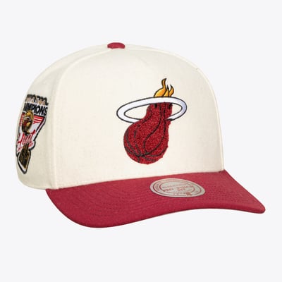 Miami Heat Mitchell & Ness Unisex Cream Team Pro Adjustable Hat - Cream
