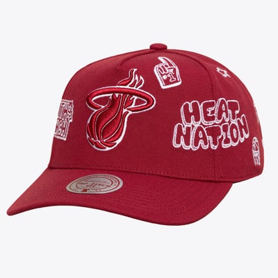  Miami Heat Mitchell & Ness Unisex Downtown Doodle Pro Adjustable Hat - Red