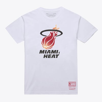  Miami Heat Mitchell & Ness Unisex Hardwood Classics Arch T-Shirt - White