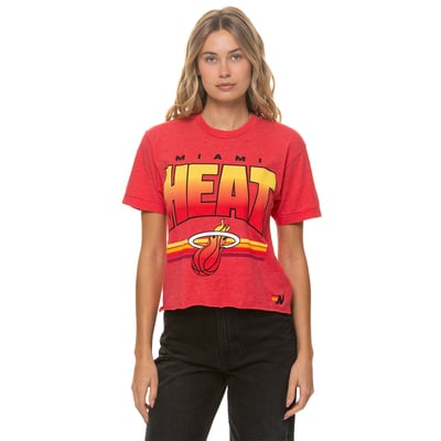 Miami Heat Aviator Nation Women's Cropped Boyfriend Tri-Blend T-Shirt - Red