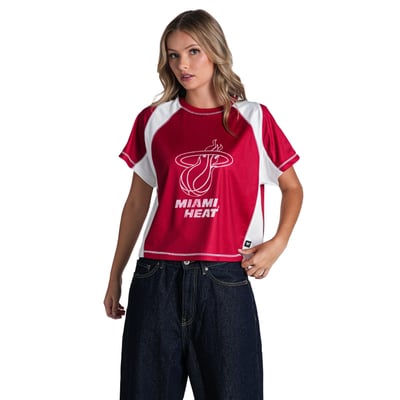  Miami Heat The Wild Collective Women's Contrast Mesh Raglan Top - Red