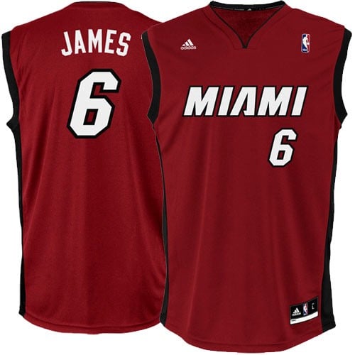 Youth Miami Heat LeBron James adidas Red Replica Alternate Jersey