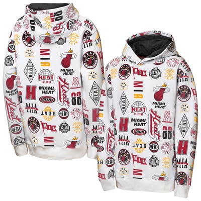 Miami Heat Outerstuff Youth 3-and-D Allover Hoodie - White