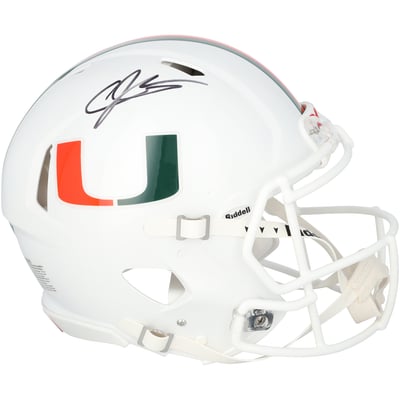 Andre Johnson Miami Hurricanes Autographed Fanatics Authentic Riddell Speed Authentic Helmet 