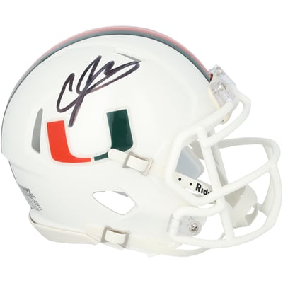 Andre Johnson Miami Hurricanes Autographed Fanatics Authentic Riddell Speed Mini Helmet 