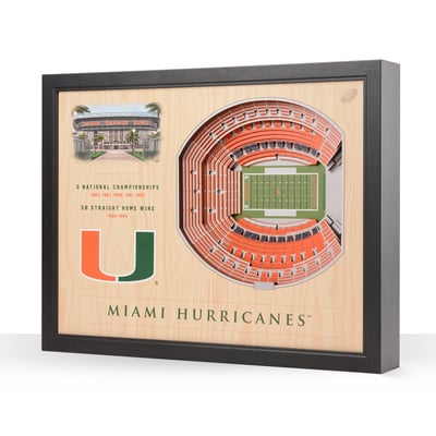 Miami Hurricanes Fanpoint 25-Layer StadiumView 3D Wall Art