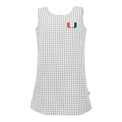  Miami Hurricanes Garb Girls Toddler Woven Gingham Dress - Gray