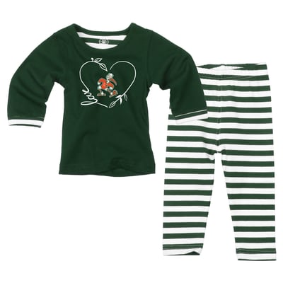 Miami Hurricanes Wes & Willy Girls Toddler 2-Piece Long Sleeve Top and Pants Set - Green