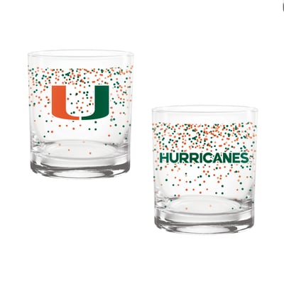 Indigo Falls Miami Hurricanes Confetti Rocks Glass Set of 2
