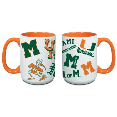 Miami Hurricanes Indigo Falls Core College Vintage Medley Two-Pack Mug Set