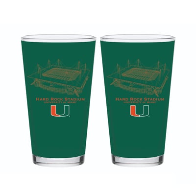  Miami Hurricanes Indigo Falls Core Stadium Two-Piece 14oz. Rocks Glass Set