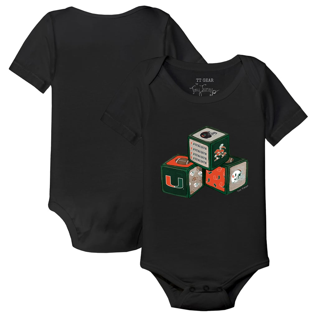 Miami Hurricanes Tiny Turnip Infant Blocks   Bodysuit - Black