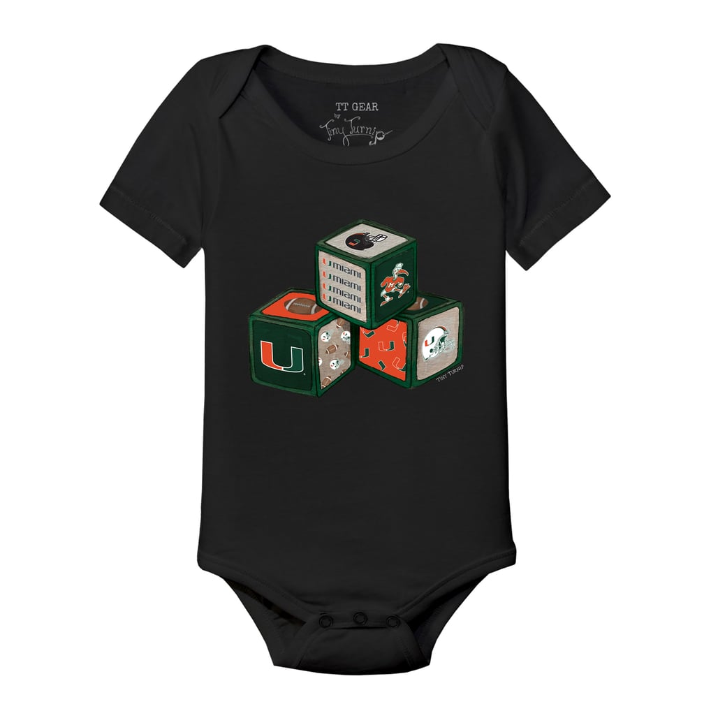 Miami Hurricanes Tiny Turnip Infant Blocks   Bodysuit - Black