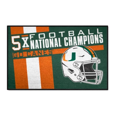 Miami Hurricanes Logo Brands Football National Champions 19" x 30" Dynasty Starter Mat
