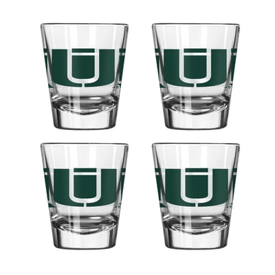 Miami Hurricanes Logo Brands Four-Piece Stripe Shot Glass Set