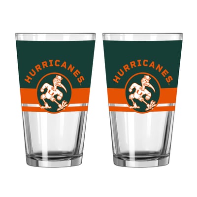Miami Hurricanes Logo Brands Two-Piece 16oz. Horizon Pint Glass Set