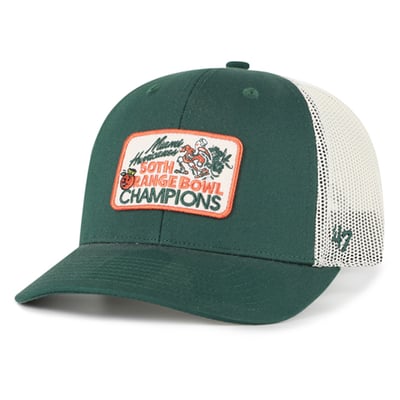  Miami Hurricanes '47 Orange Bowl Champions Scored Trucker Adjustable Hat - Green