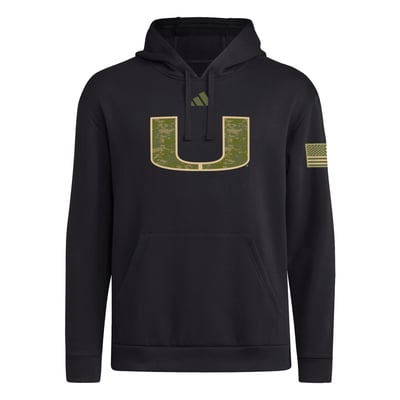  Miami Hurricanes adidas Honor & Support Pullover Hoodie - Black