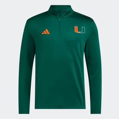 Miami Hurricanes adidas 2026 Sideline Ultimate 365 Woven Quarter-Zip Pullover - Green