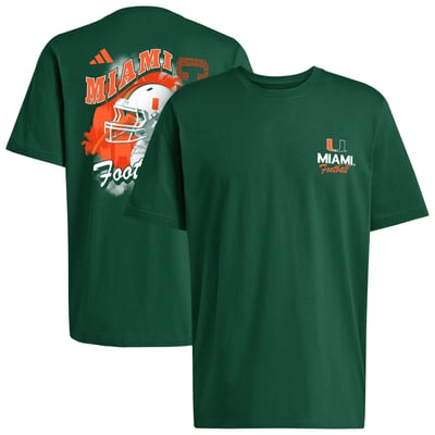  Miami Hurricanes adidas Helmet Bird Fresh T-Shirt - Green