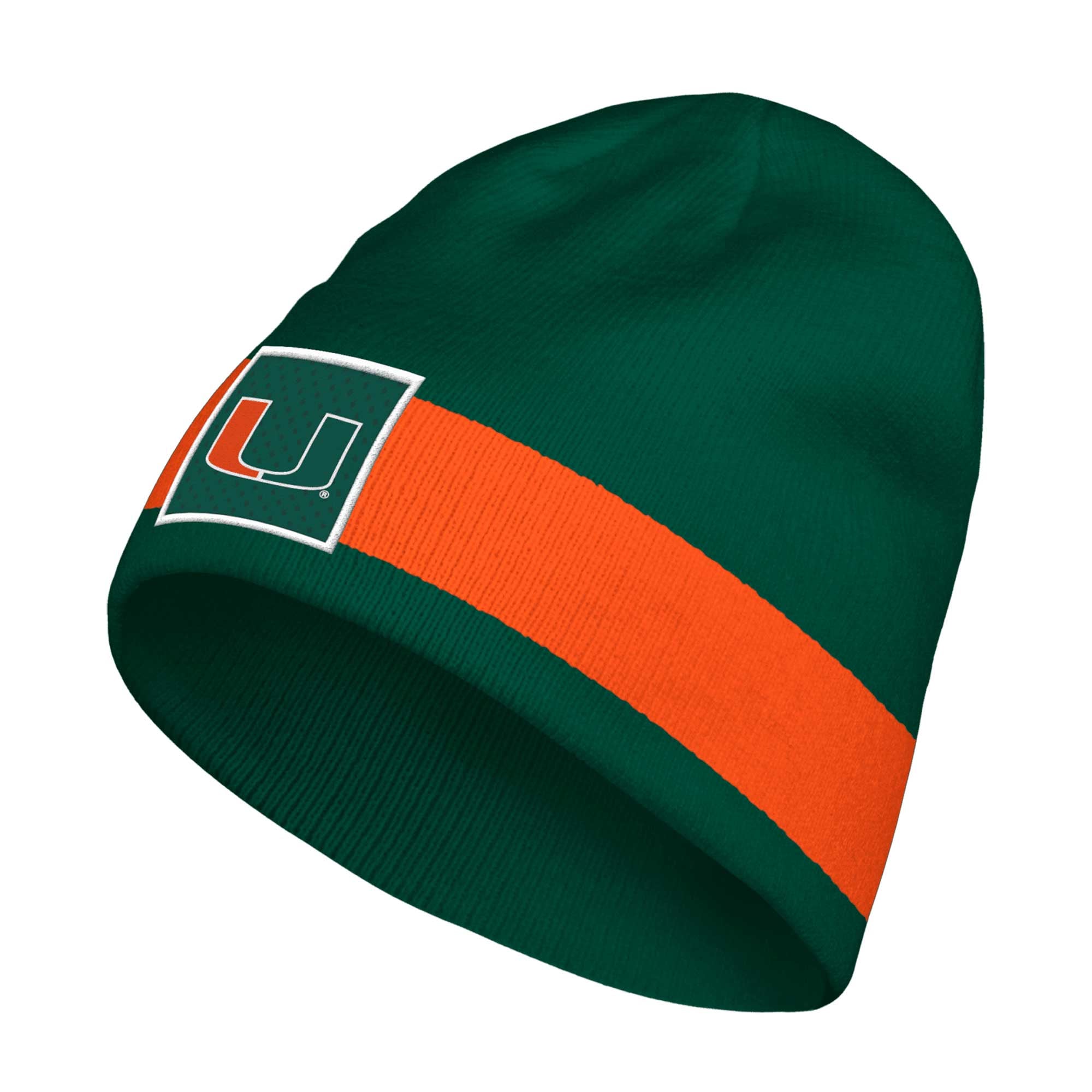 University of Miami Hurricanes Beanie Hat Knit Skull Cap Football Jersey Hat UM Miami Hurricanes Franchise Club Unisex Rally Cry Knit Hat  main image 3