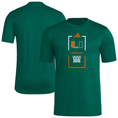  Miami Hurricanes adidas On-Court Pregame T-Shirt - Green