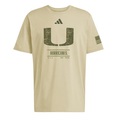  Miami Hurricanes adidas Honor & Support Fresh T-Shirt - Natural