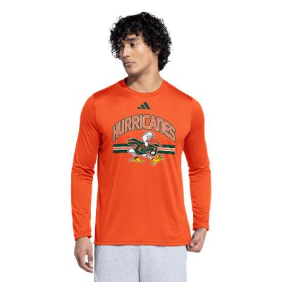 Miami Hurricanes adidas It's Back Pregame Long Sleeve T-Shirt - Orange