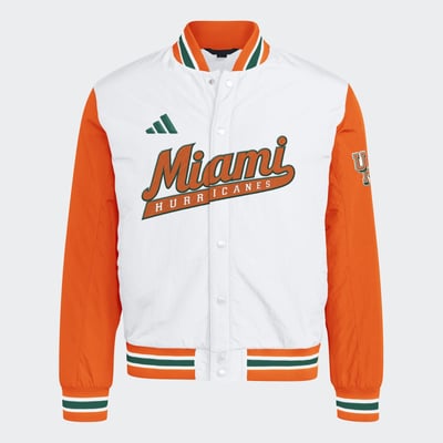  Miami Hurricanes adidas Dugout Collection Satin Jacket - White