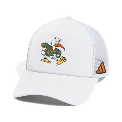 Miami Hurricanes adidas Foam Front Strategy Adjustable Trucker Hat - White