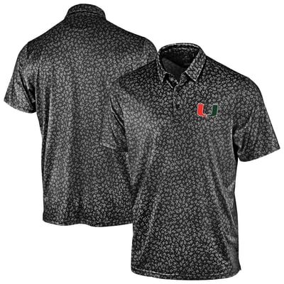 Miami Hurricanes Antigua Mono Floral Polo - Black