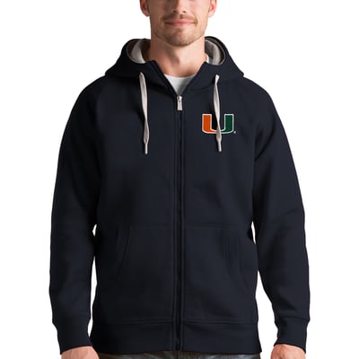 Miami Hurricanes Antigua Victory Full-Zip Hoodie - Charcoal