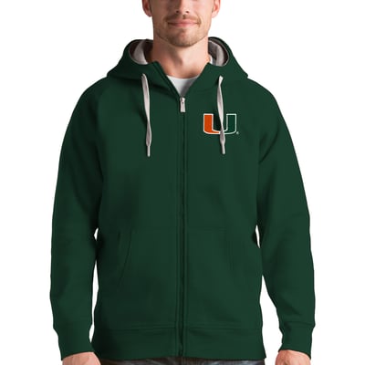 Miami Hurricanes Antigua Victory Full-Zip Hoodie - Green