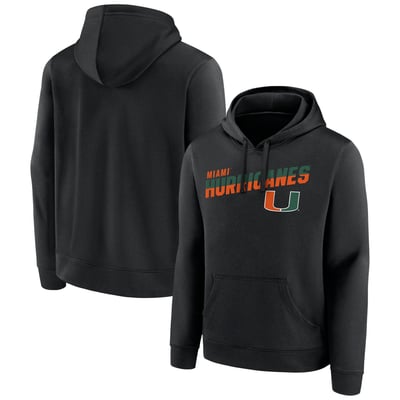 Miami Hurricanes Quick Slant Pullover Hoodie - Black